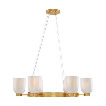 6 Light Chandelier, Warm Brass