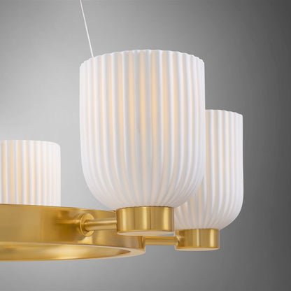 6 Light Chandelier, Warm Brass