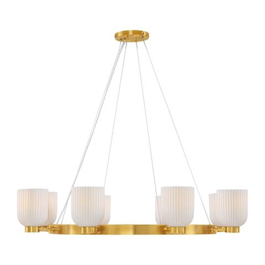 8 Light Chandelier, Warm Brass