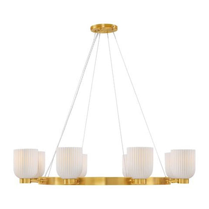 8 Light Chandelier, Warm Brass