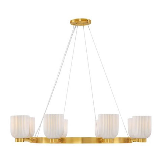 8 Light Chandelier, Warm Brass