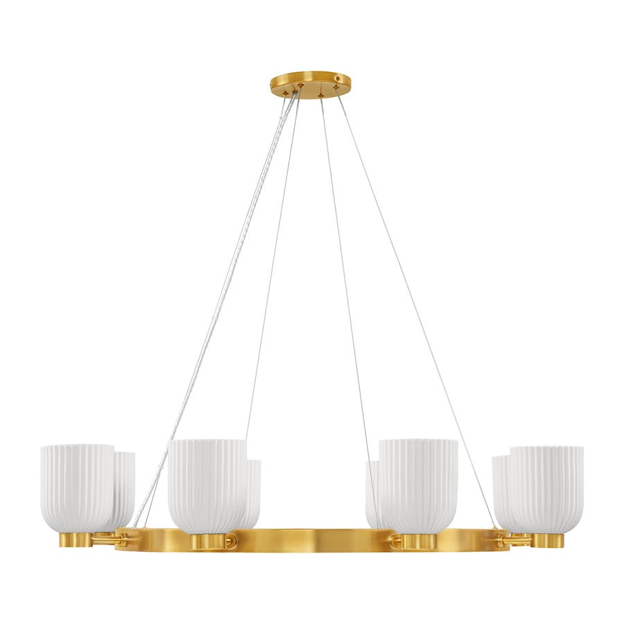 8 Light Chandelier, Warm Brass