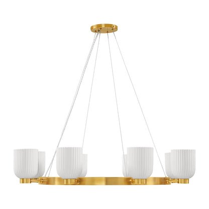 8 Light Chandelier, Warm Brass