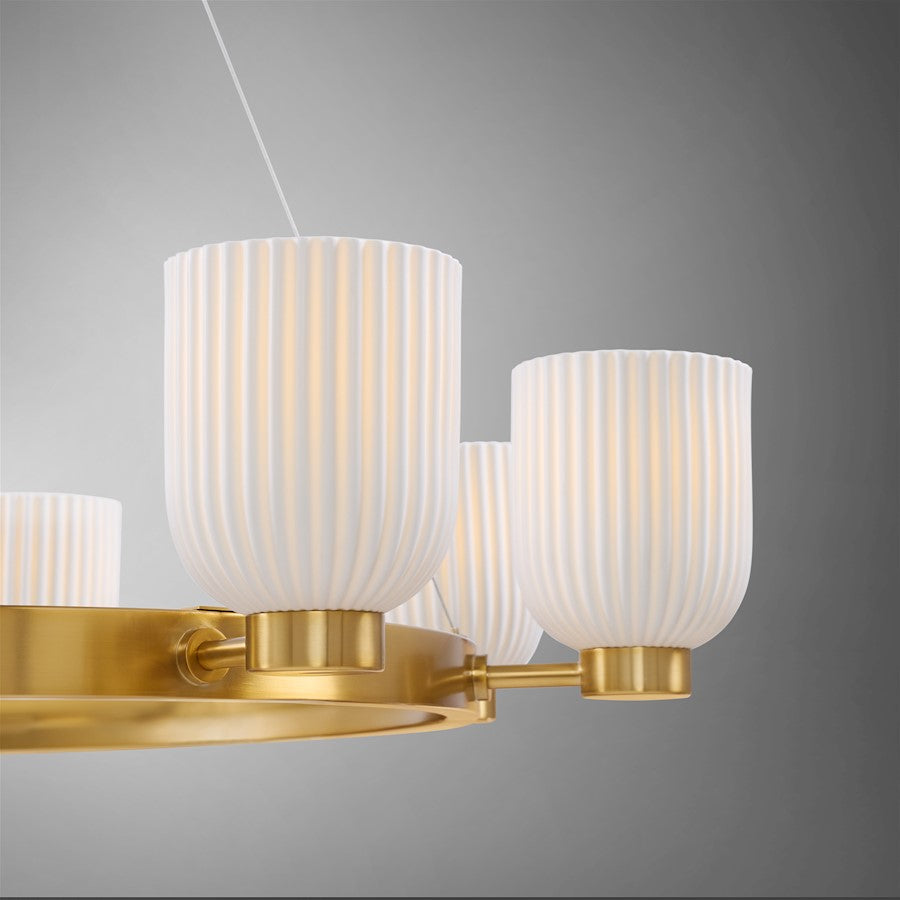 8 Light Chandelier, Warm Brass