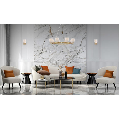 8 Light Chandelier, Warm Brass