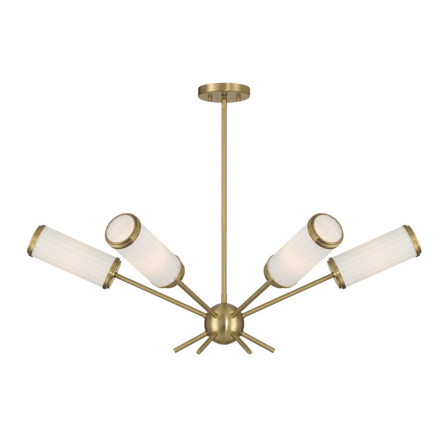 Savoy House Denison 6Lt Chandelier, White Opal, Warm Brass