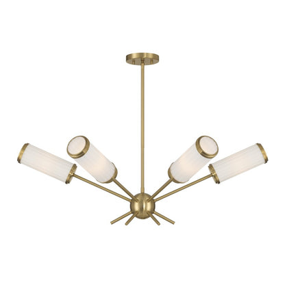Savoy House Denison 6Lt Chandelier, White Opal, Warm Brass