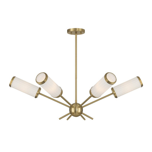 Savoy House Denison 6Lt Chandelier, White Opal, Warm Brass