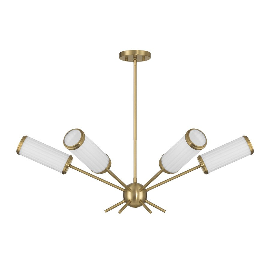 Savoy House Denison 6Lt Chandelier, White Opal, Warm Brass