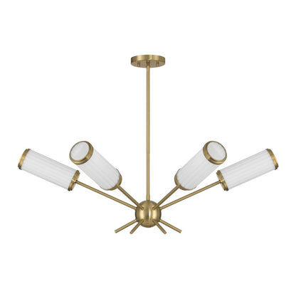 Savoy House Denison 6Lt Chandelier, White Opal, Warm Brass