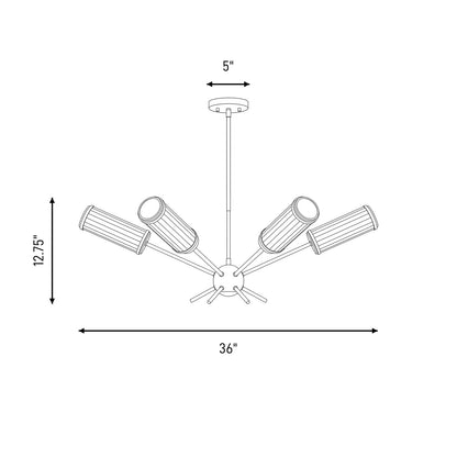 Savoy House Denison 6Lt Chandelier, White Opal, Warm Brass
