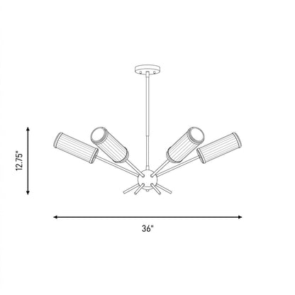 Savoy House Denison 6Lt Chandelier, White Opal, Warm Brass