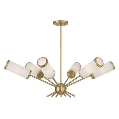 Savoy House Denison 6Lt Chandelier, White Opal, Warm Brass