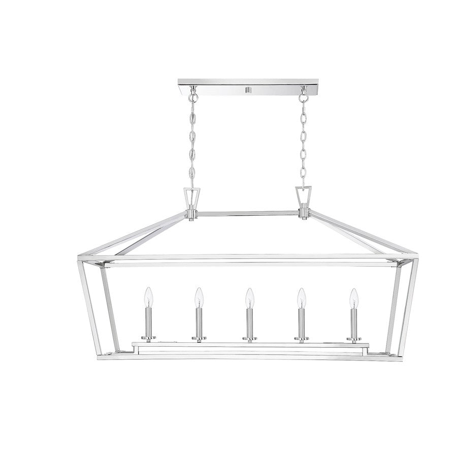 5 Light 24" Linear Chandelier, Nickel