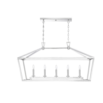 5 Light 24" Linear Chandelier, Nickel