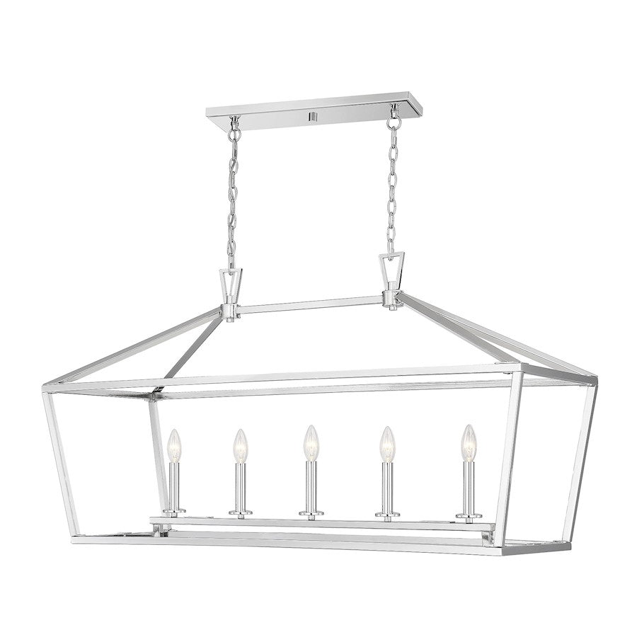 5 Light 24" Linear Chandelier, Nickel