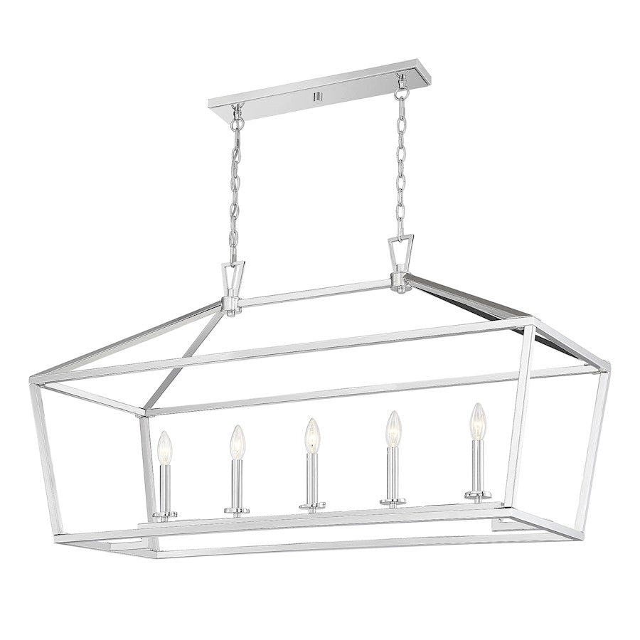 5 Light 24" Linear Chandelier, Nickel