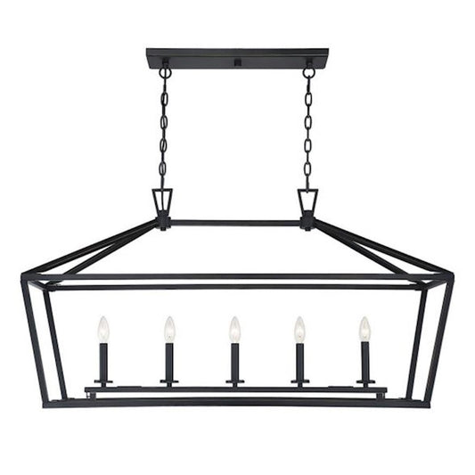 5-Light 24" Linear Chandelier, Classic Bronze