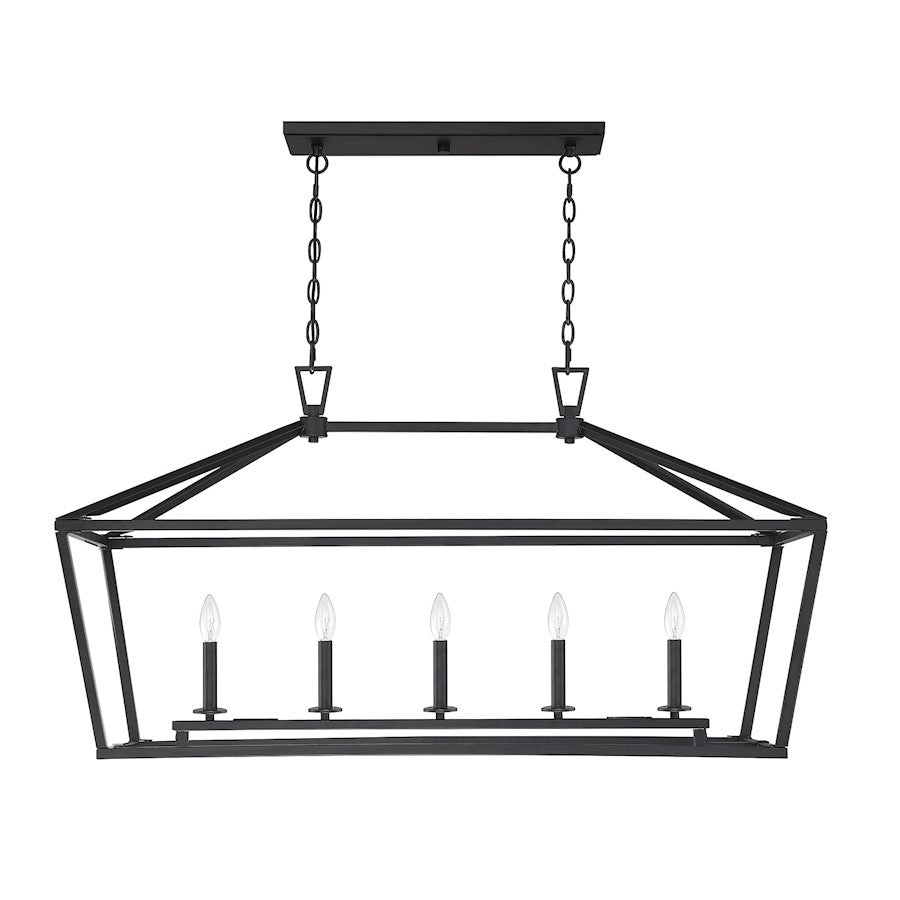 5-Light 24" Linear Chandelier, Matte Black