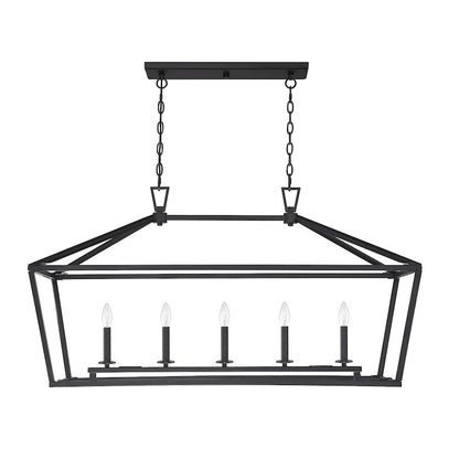 5-Light 24" Linear Chandelier, Matte Black