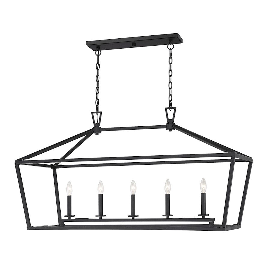 5-Light 24" Linear Chandelier, Matte Black