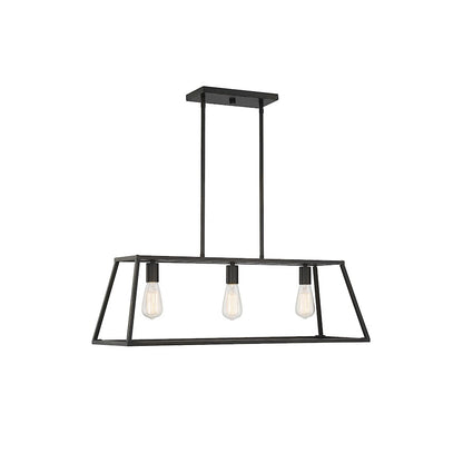 3 Light Linear Chandelier, Classic Bronze