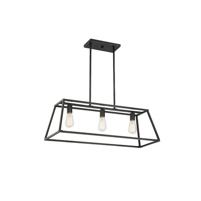 3 Light Linear Chandelier, Classic Bronze