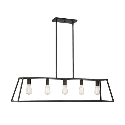 5 Light Linear Chandelier, Classic Bronze