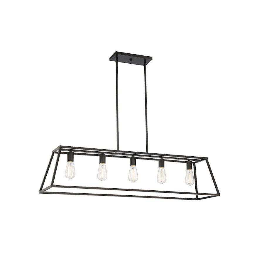 5 Light Linear Chandelier, Classic Bronze