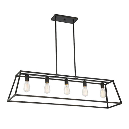 5 Light Linear Chandelier, Classic Bronze