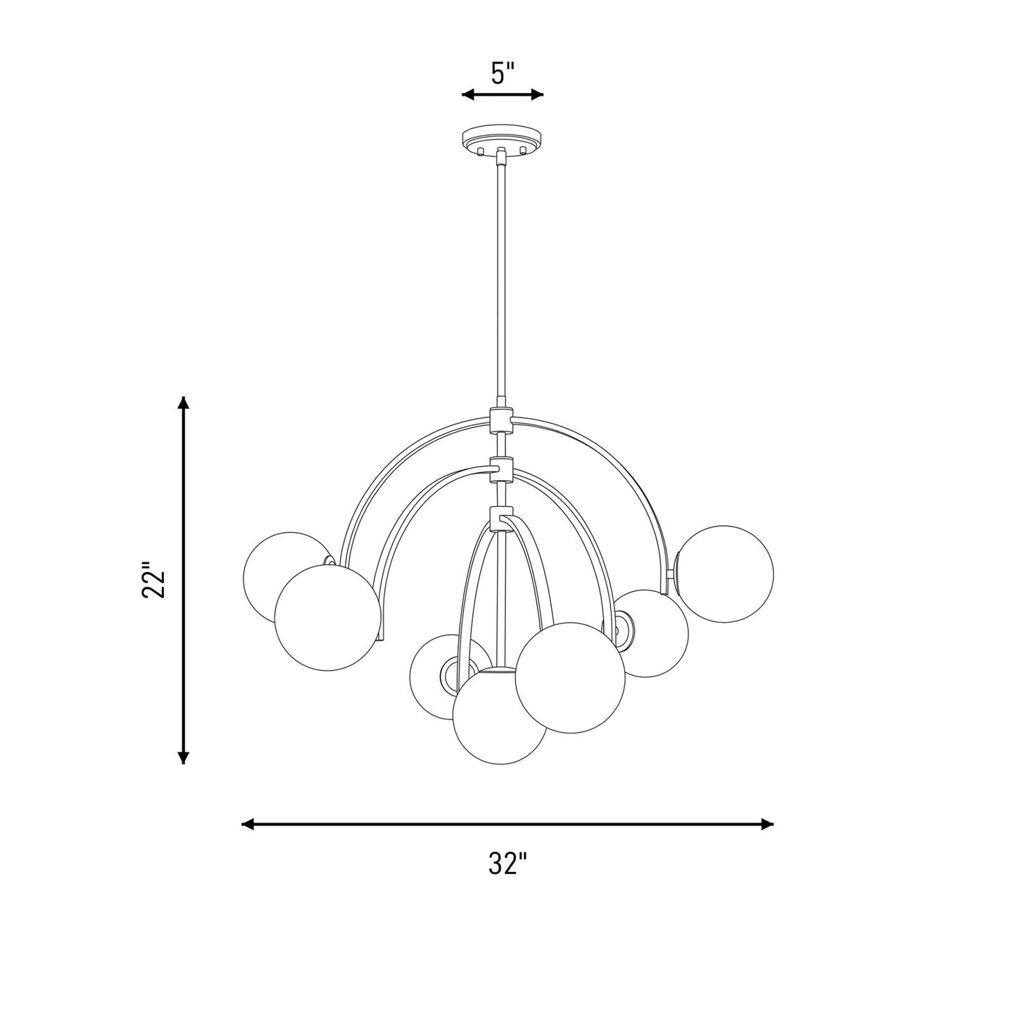 Marias 7-Light Chandelier, Matte Black
