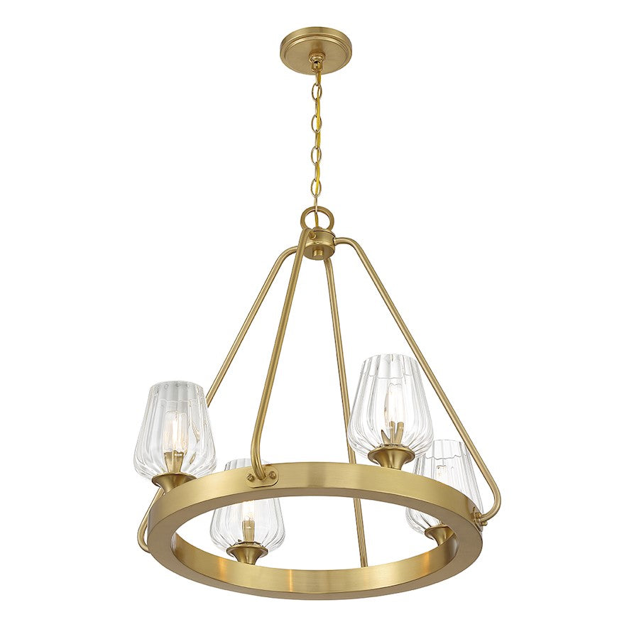 4-Light Chandelier, Warm Brass