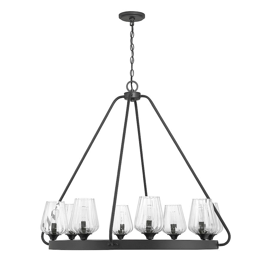 8 Light Chandelier, Matte Black