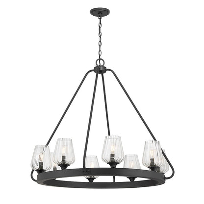 8 Light Chandelier, Matte Black