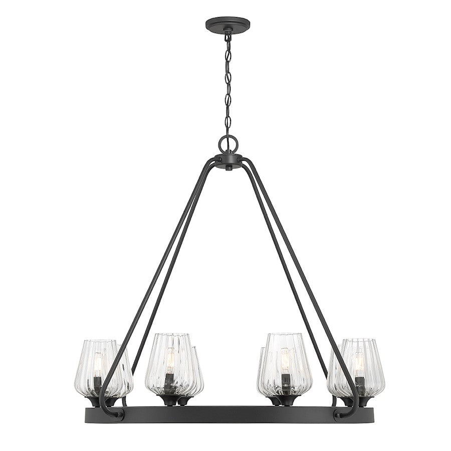 8 Light Chandelier, Matte Black