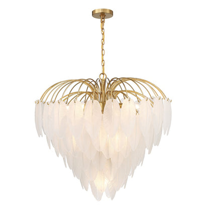 9 Light Chandelier, Warm Brass