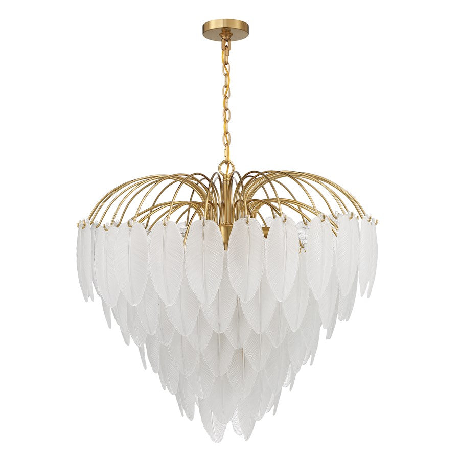 9 Light Chandelier, Warm Brass