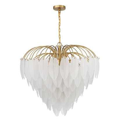 9 Light Chandelier, Warm Brass