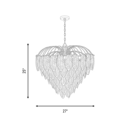 9 Light Chandelier, Warm Brass