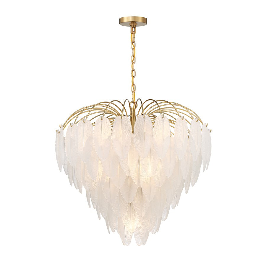 9 Light Chandelier, Warm Brass