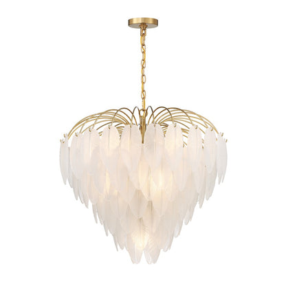 9 Light Chandelier, Warm Brass