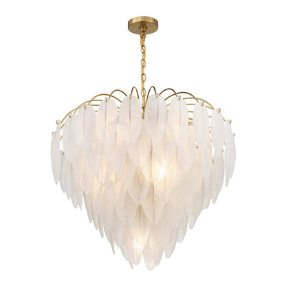 9 Light Chandelier, Warm Brass