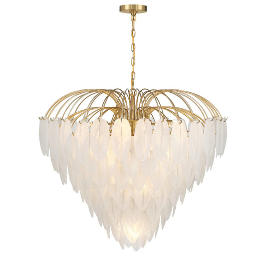 15 Light Chandelier, Warm Brass