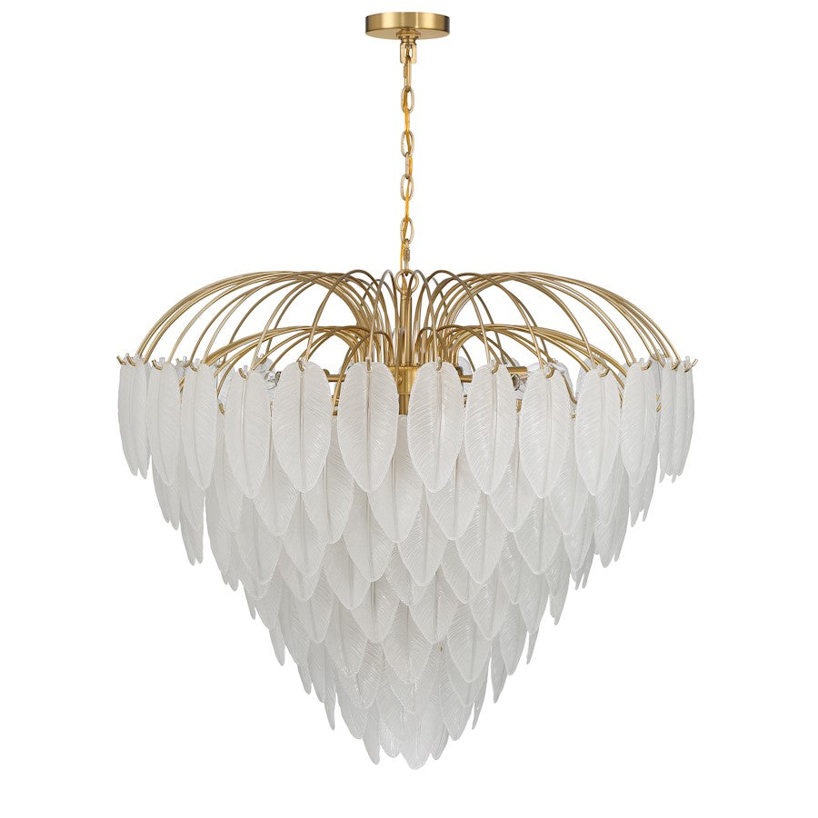 15 Light Chandelier, Warm Brass