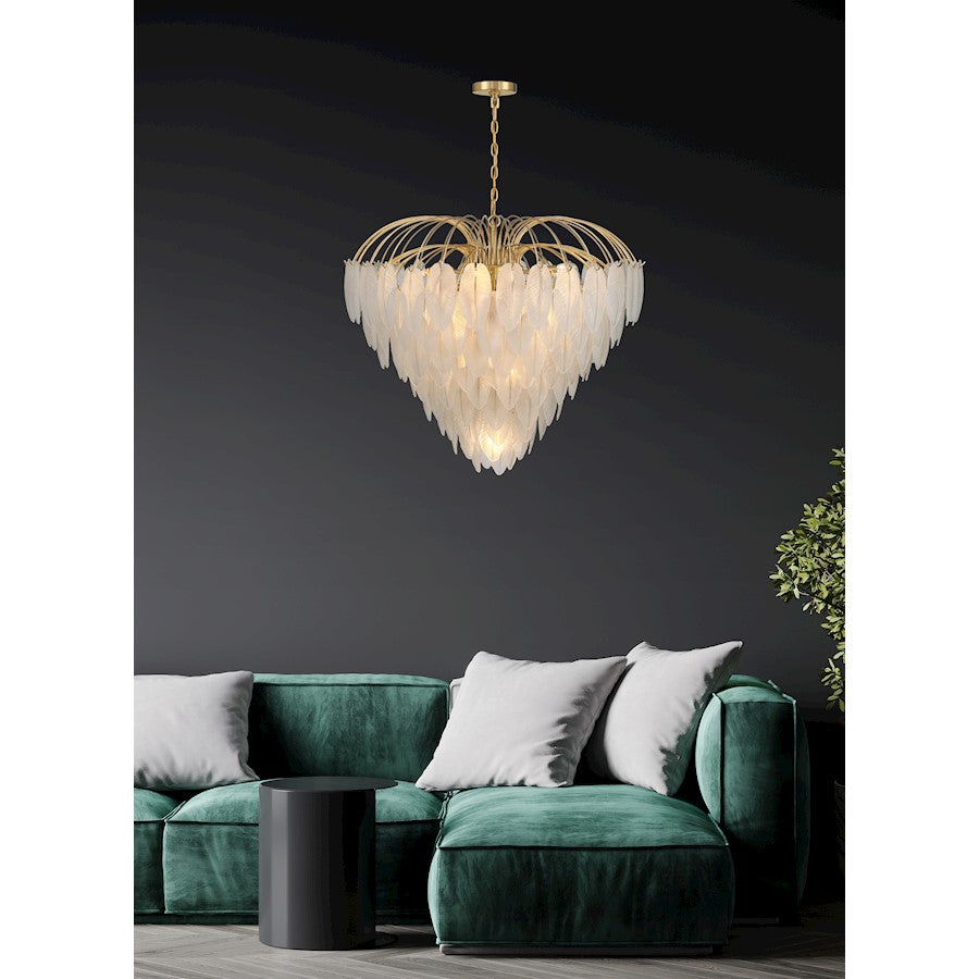 15 Light Chandelier, Warm Brass