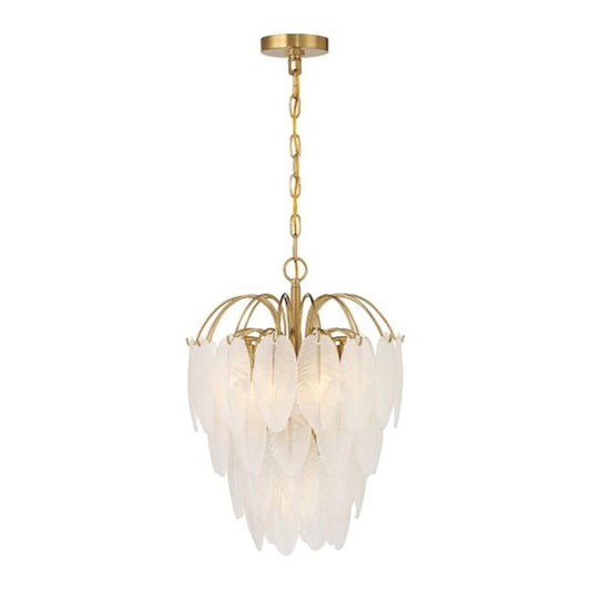 5 Light Chandelier, Warm Brass