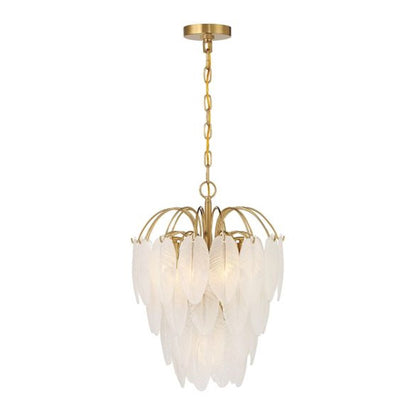 5 Light Chandelier, Warm Brass
