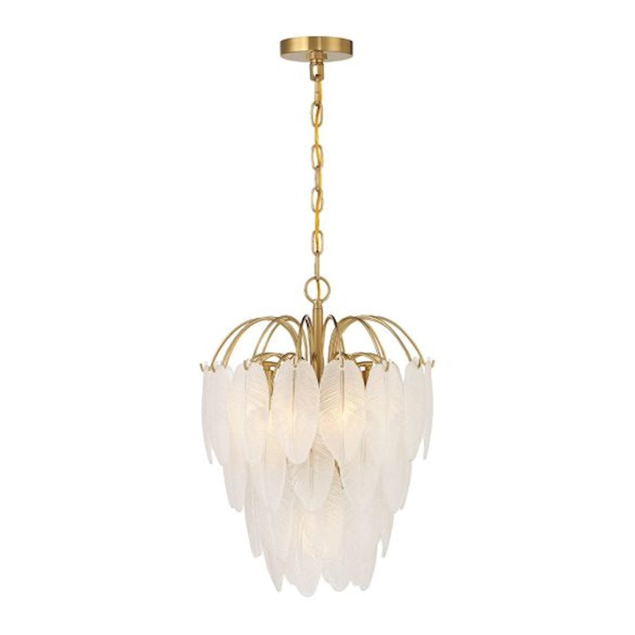 5 Light Chandelier, Warm Brass