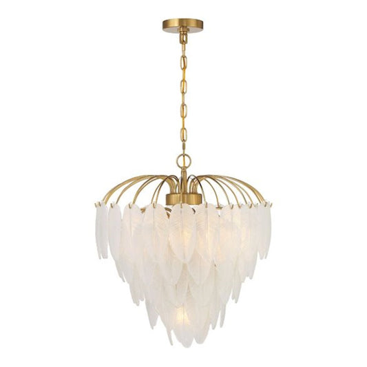 6 Light Chandelier, Warm Brass