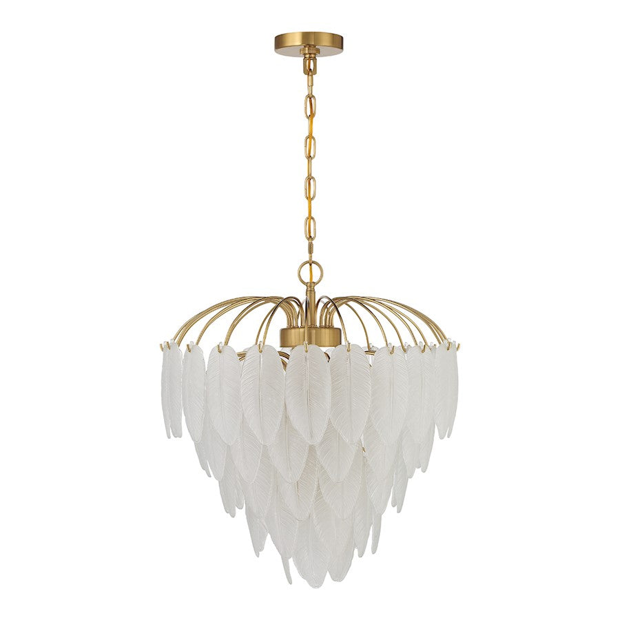 6 Light Chandelier, Warm Brass